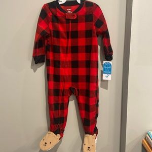 Carter's Boys' Toddler 1 Piece Poly Sleepwear, Buffalo Bear, 12 month